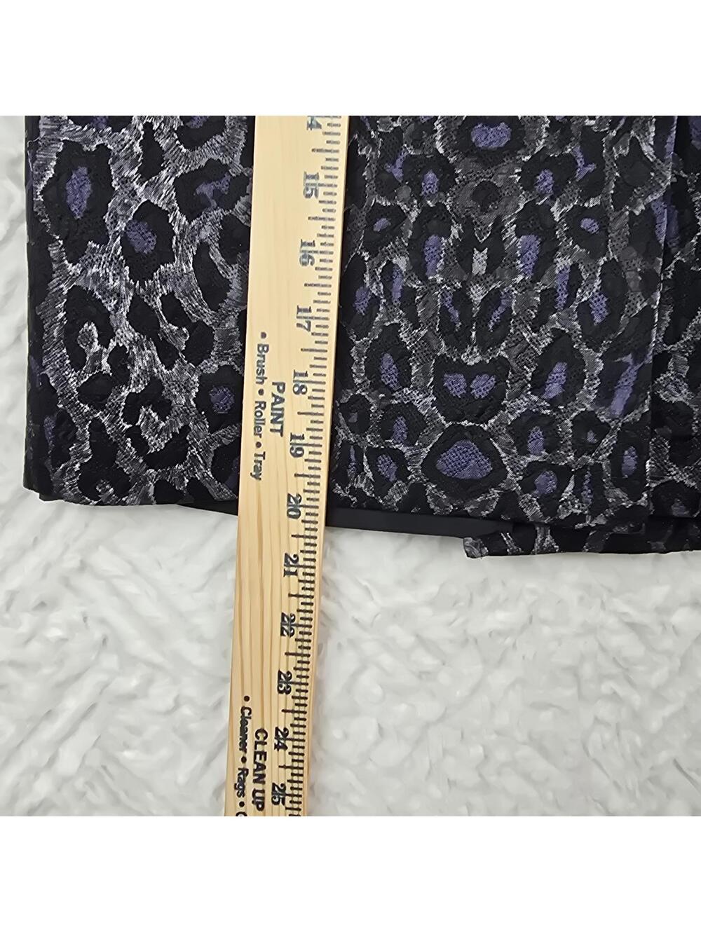 BCBGMAXAZRIA Metallic Animal Print A Line Skirt Black Blue Silver Size 0 - Picture 7 of 8